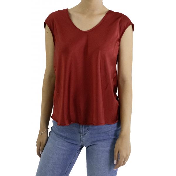 Blusa tinta unita con scollo a V